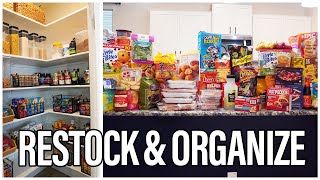 MAJOR RESTOCK AND ORGANIZE WITH ME  PANTRY amp FRIDGE ORGANIZATION  CLEANING MOTIVATION [upl. by Ativad]