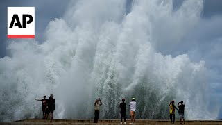 Hurricane Milton Video captures the tail end of the storm in Cuba [upl. by Alyacim]