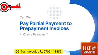 Can we Pay Partial Payment to Prepayment Invoices in Oracle Payables [upl. by Hteik]