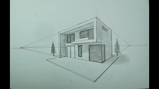 Architecture  How To Draw a Modern House in 2 Point Perspective 33 [upl. by Eelidnarb884]