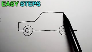 SIMPLEST WAY on How to draw a car  Easy Drawing [upl. by Pascia]