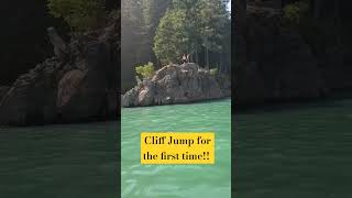 Alder Lake WA Cliff Jump for the first time cliffjumper rockjump bethelight lake boat [upl. by Attevaj]