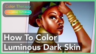 Coloring Tutorial How to Color Luminous Dark Skin with Color Therapy App [upl. by Inalem]