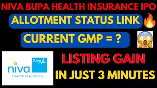 NIVA BUPA HEALTH INSURANCE IPO GMP TODAY  NIVA BUPA HEALTH INSURANCE IPO ALLOTMENT  NIVA BUPA IPO [upl. by Acessej]