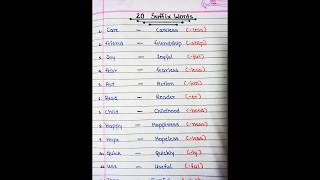 Suffix Words In English  20 Suffix Words  Suffix And Prefix  Suffix Words  Suffixes [upl. by Tiffani]