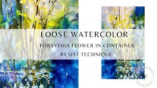 Loose intuitive watercolor with ink  along with a unique resist technique [upl. by Neerbas]