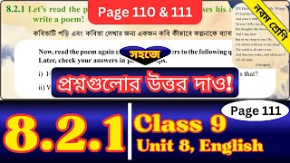 Class 9 English Chapter 821 Page 110111  If I Had But Two Little Wings 821 Page 111 Q Answer [upl. by Airrat]