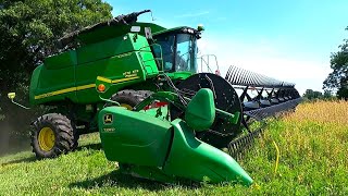 Harvesting Oats with a John Deere 9770 Sidehill Combine 2023 Harvest Season [upl. by Aneelas678]