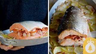 SALMÓN relleno al HORNO  La CENA perfecta para NOCHEVIEJA  Las María Cocinillas [upl. by Tymon]