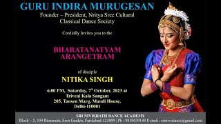 Bharatanatyam Arangetram of Nitika Singh [upl. by Yuhas]