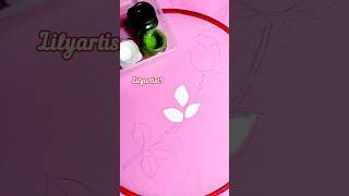 How to paint Roses Leaf on Cloth for beginners flowerpaintingshorts ytshorts [upl. by Alohcin223]