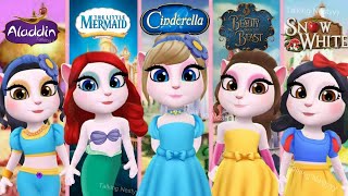 Aladdin Vs Mermaid Vs Cinderella Vs Beauty Best Vs Snow White 🤍 Talking Angela gaming 2 [upl. by Weingartner]