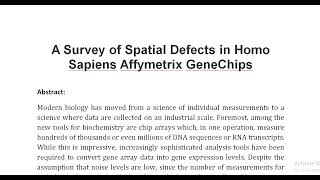 A Survey of Spatial Defects in Homo Sapiens Affymetrix GeneChips [upl. by Sirrom]