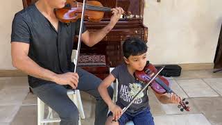 Musette  Violin Suzuki Book 2 Practice with father and daughter  Melina and Shadmehr [upl. by Haland]