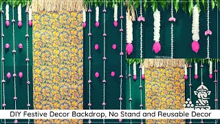 DIY Traditional Backdrop with NO backdrop stand  Easy Reusable Best out of waste Easy to Store [upl. by Neelyar]