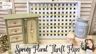 Spring Floral Thrift Flips using IOD Paint Inlays amp Transfers  Shabby Chic Decor  Upcycle [upl. by Attenra]