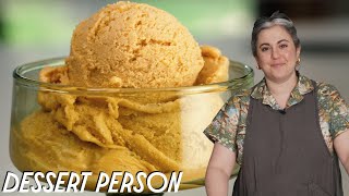 Claire Saffitzs Homemade Ice Cream Recipe Salted Caramel  Dessert Person [upl. by Byran147]