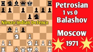 Petrosian vs Balashov  Moscow 1971 chess [upl. by Atiuqad200]