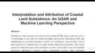 Interpretation and Attribution of Coastal Land Subsidence An InSAR and Machine Learning Perspective [upl. by Theurich]