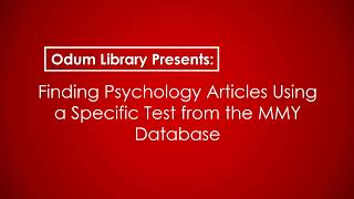 Finding Psychology Articles Using a Specific Test from the MMY Database [upl. by Shaina312]