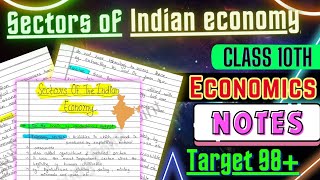 Sectors of indian economy  Class 10  Handwritten Notes Economics Chapter 2 Edustudypoint [upl. by Liris]