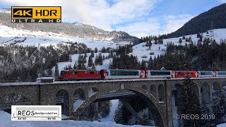 201901 4K RhB in Solis Tiefencastel Alvaneu Filisur  Alegra  Glacier Express  SUN and SNOW 4K [upl. by Aihsatsan52]