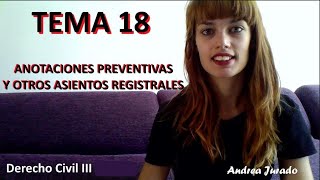 18  Anotaciones preventivas y otros asientos registrales  Derecho Civil III [upl. by Esinej]