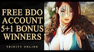 FREE PERMANENT ACCOUNT  Black Desert Online 2021 Trinity Online YouTube 5k Sub Giveaway Results [upl. by Cordey]