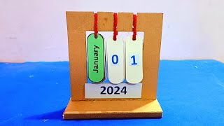 How to make New Year 2024 Desk Calendar  DIY Calendar 2024 New year craft  Handmade Desk Calendar [upl. by Runck]