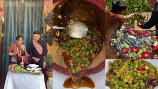 Thum Mak La Sang Sour Grapes Spicy Lao Food Thai Recipe Som Tum Mak Hoong trying Mukbang How to make [upl. by Elegna]