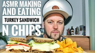 ASMR EATING TURKEY SANDWICH AND BBQ CHIPS [upl. by Ahsenev711]