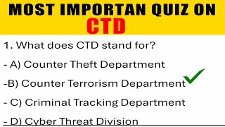 Most Important MCQS About CTD Counter Terrorism Department  Part One [upl. by Downes]