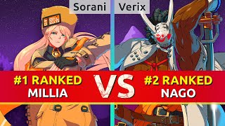 GGST ▰ Sorani 1 Ranked Millia vs Verix 2 Ranked Nagoriyuki High Level Gameplay [upl. by Scrivenor]