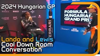 Hungarian GP Epic Cool Down Room Conversation between Lando and Lewis [upl. by Akinwahs]