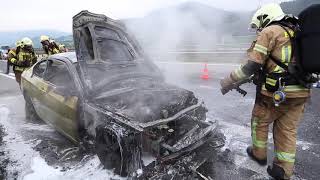 Auto brennt auf A14 komplett aus [upl. by Alicsirp]