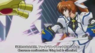 Nanoha blasts a hole through the spaceship in StrikerS [upl. by Enrika]