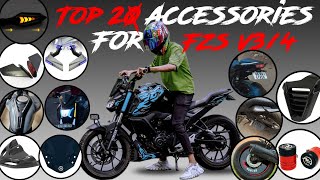 FZs v3v4 all accessories🔥mudguardunderbellytail tidyvisorwingletlever guardDRLtank padwrap [upl. by Yelak]