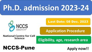 NCCS PhD Admission 2024 ll PhD admission 2024 ll March Session phdadmissions nccs [upl. by Akinyt]