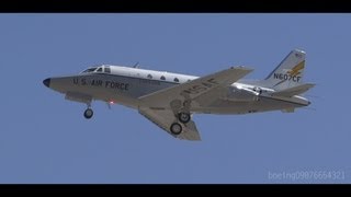 HD RARE Frys Electronics North American Rockwell NA306 Saberliner 60 Landing at San Jose Airport [upl. by Ariajay]