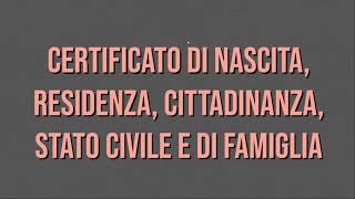 Videoguida  Certificati Anagrafici e Stato Civile Nascita Residenza Cittadinanza Di Famiglia [upl. by Nisen110]