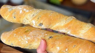 Pain fait maison  Baguettes aux Olives ♥ Recette Facile  Moelleuses et croustillantes [upl. by Annai445]