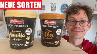 Ehrmann High Protein Eis Toffee Choc Peanuts und Caramel Vanilla Cashew im Test [upl. by Oremar329]