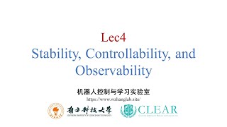 Lec 4 Stability Controllability amp Observability of Linear Systems  SUSTechME424 [upl. by Ayhtin]