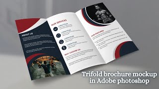 Trifold brochure mockup in Adobe Photoshop CC [upl. by Inverson]