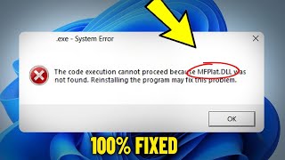 Fix MFPlatDLL not found in Windows 11  10  How To Solve Mfplat dll Missing Error ✅ [upl. by Warfold698]