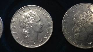 Republica Italiana 50 Lire Coins Dated 1956 1963 and 1980 [upl. by Gayl]