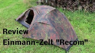 Camping Einmannzelt quotRecomquot  Flecktarn  Review  ausführlich und in HD  Outdoor AusrüstungTV [upl. by Shaddock]