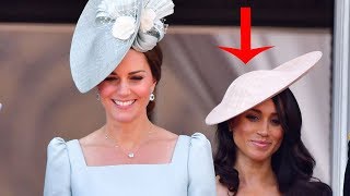 How Meghan amp Kate perfectly curtsy to the Queen on the balcony of Buckingham Palace [upl. by Nahrut292]