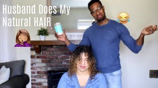 Husband Does My CURLY NATURAL HAIR FUNNIEST CHALLENGE EVER [upl. by Beatriz542]