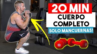 20 Minutos Rutina Cuerpo Completo en Casa CON MANCUERNAS  Ejercicios con Mancuernas en Casa [upl. by Aerdnad849]